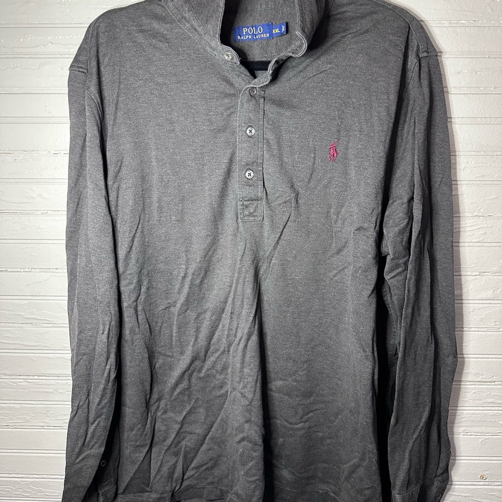 Ralph Lauren Charcoal Long Sleeve Polo Shirt XXL